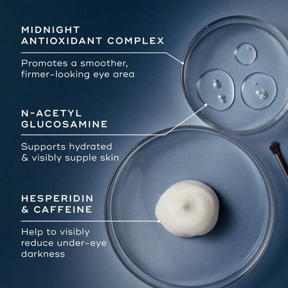 Närbild på ingredienserna i Advanced Night Eye, med fokus på antioxidantkomplex och återfuktande ämnen.-hover-25