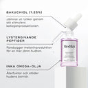 Medik8 Bakuchiol Peptides - närbild som beskriver ingredienser såsom bakuchiol, peptider och omega-olja.