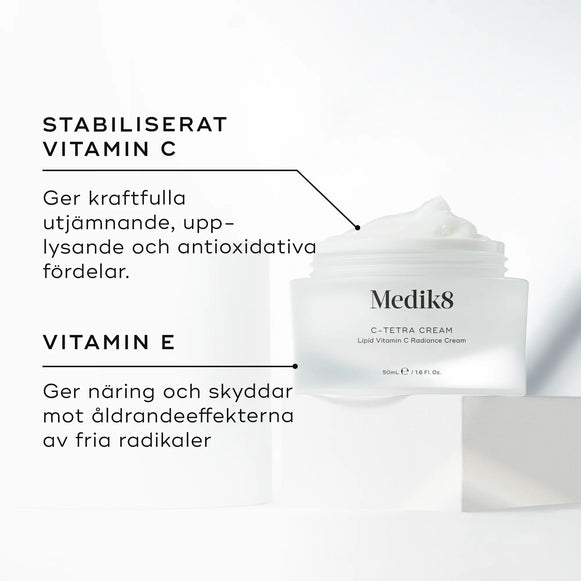 Medik8 C-Tetra Cream med text om vitamin C och E samt deras hudfördelar.-hover-3