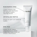 Medik8 Clarity Peptides ingrediensöversikt med niacinamid, crystallide-peptid och zink PCA.