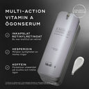 Bild som visar de huvudsakliga ingredienserna i Medik8 r-Retinoate Day & Night Eye Serum: inkapslad retinyl retinoate, hesperidin och koffein.