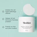 Öppen burk Medik8 Blemish Control Pads, som hjälper till att minska finnar och förbättra hudens utseende.