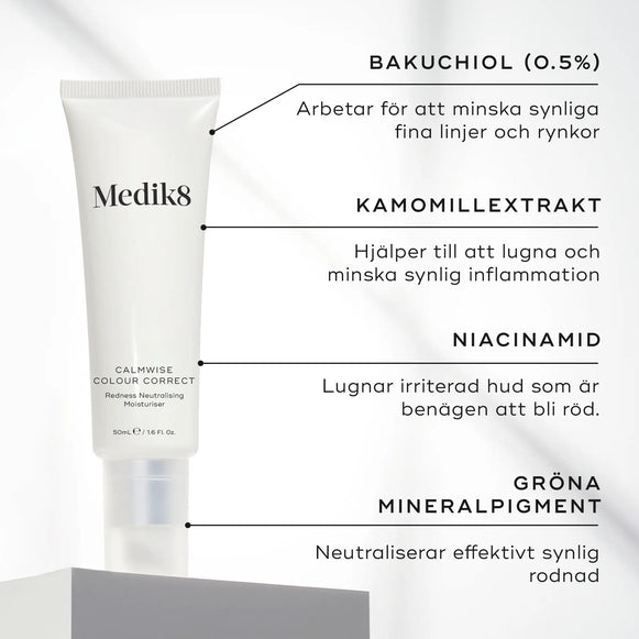 Tuben Calmwise Colour Correct med text som beskriver ingredienser som bakuchiol och kamomillextrakt.-hover-6