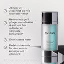 Medik8 Copper PCA Peptides stående på bord, med nyckelfördelar såsom reducering av fina linjer och ökad hudens lyster listade bredvid.