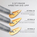 Bild som visar tre varianter av Crystal Retinal Ceramide Eye och deras olika retinalstyrkor, från styrka 3 till styrka 10.