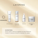 Steg för steg-guide för hur man applicerar Daily Radiance Vitamin C i morgonrutinen.