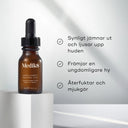 Bild av Intelligent Retinol 3TR-flaskan stående på en vit yta, med en lista över produktens fördelar, som att jämna ut huden och ge en ungdomligare lyster.